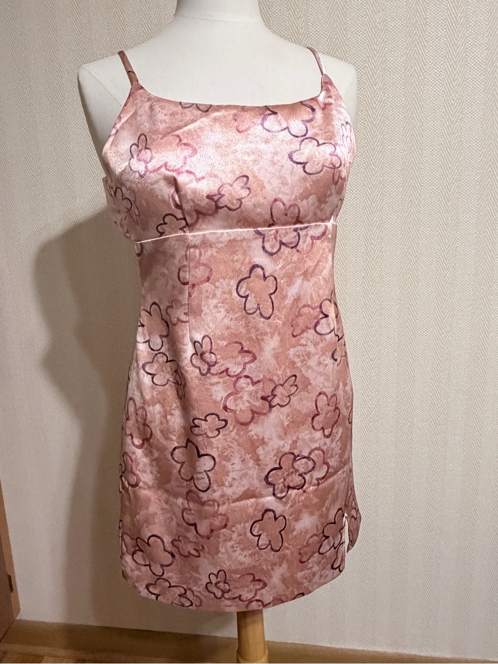 wild fable Pink Floral Satin Slip Dress